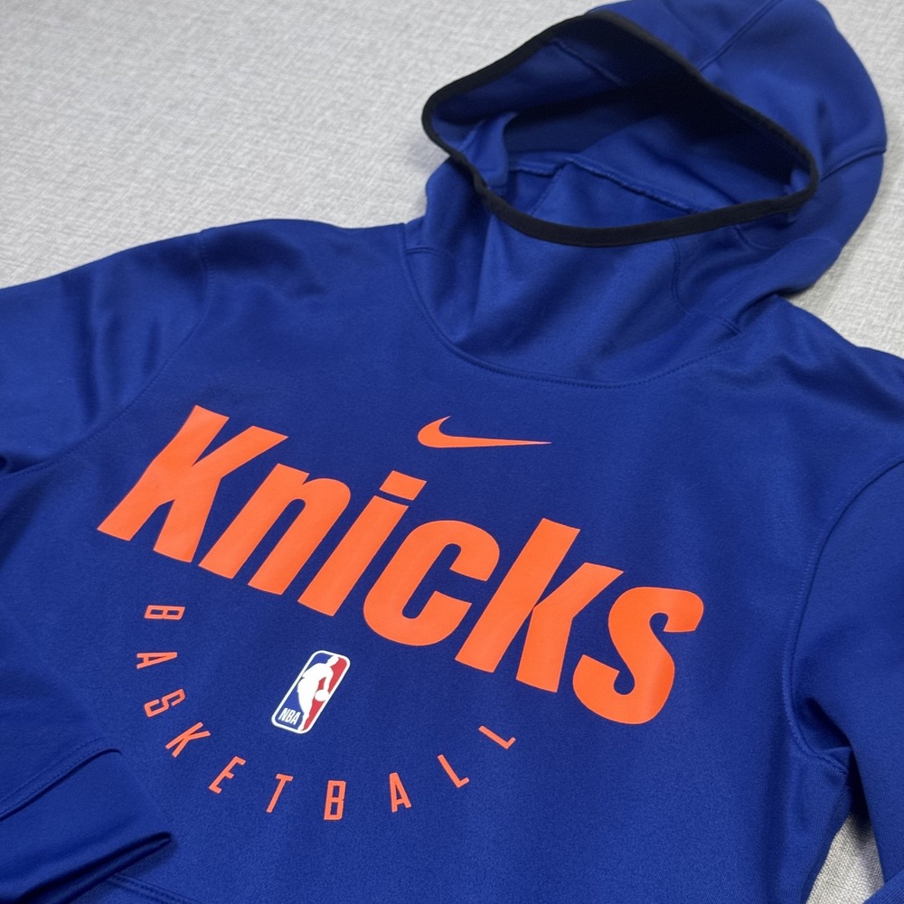 Nike Dri-Fit New York Knicks Hoodie Sweatshirt Mens Small Blue NBA Basketball
